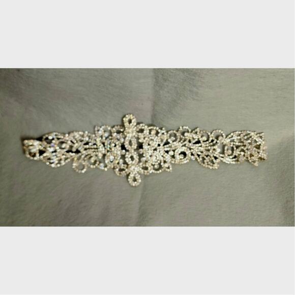 Bridal Crystal Headband Silver Filigree Vintage Style Wedding Hair Accessory